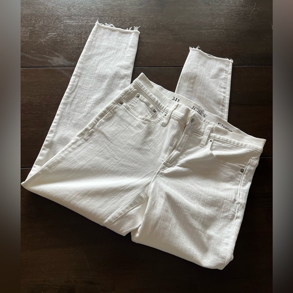 J. Crew Toothpick skinny White Jeans women’s 31 w 29”inseam Raw Hem  Classic - Picture 13 of 14